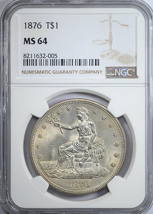 1876 Trade Dollar T$1 NGC MS64 Obverse Slab