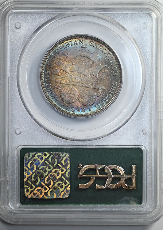 1892 Columbian Exposition Classic Commemorative Half Dollar 50C MS64 CAC OGH - RAINBOW TONED!
