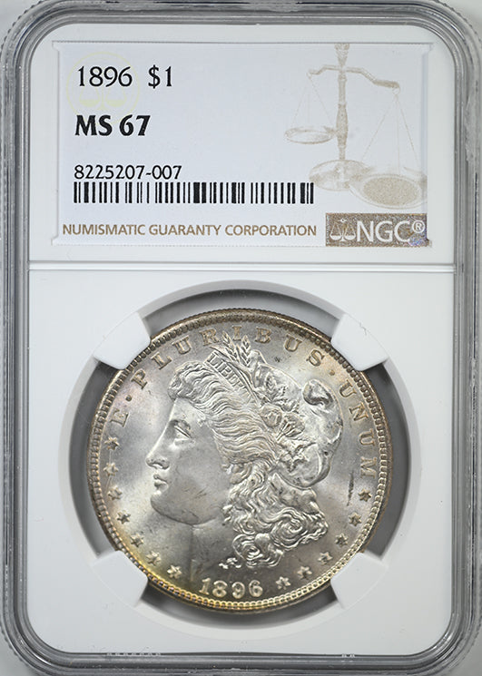 1896 Morgan Dollar $1 NGC MS67 - REVERSE TONED!