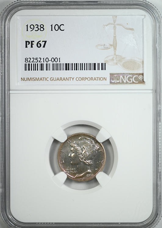 1938 Proof Mercury Dime 10C NGC PF67