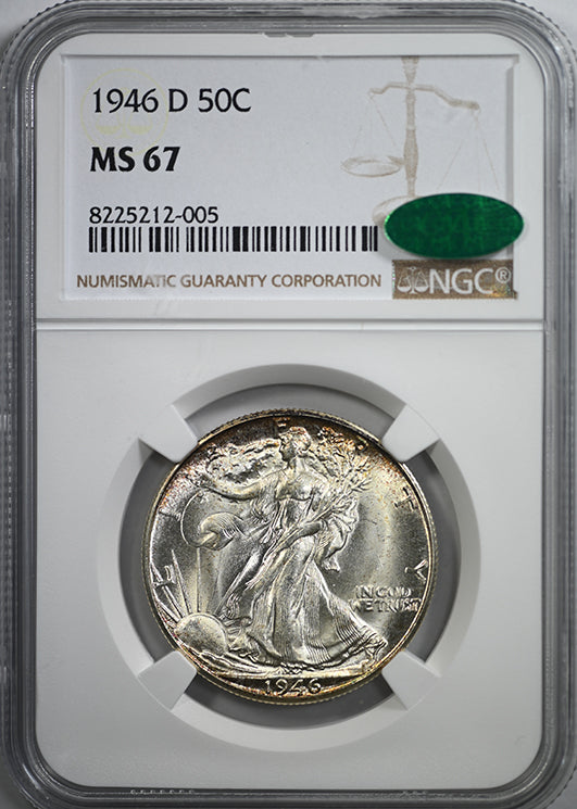 1946-D Walking Liberty Half Dollar 50C NGC MS67 CAC