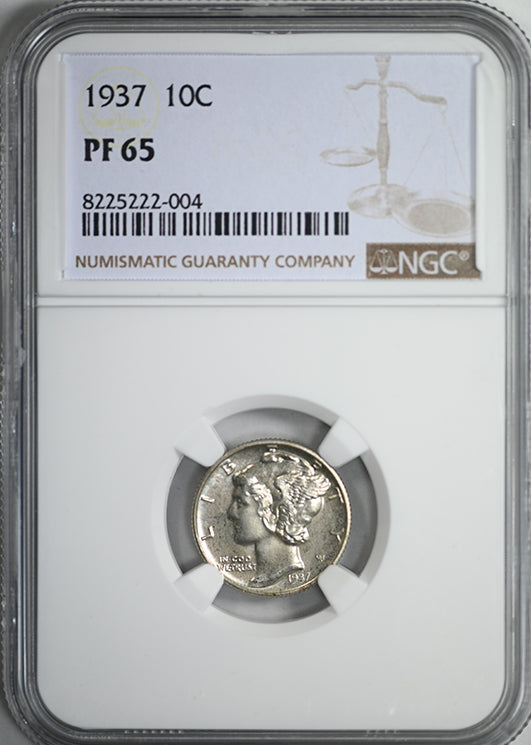 1937 Proof Mercury Dime 10C NGC PF65