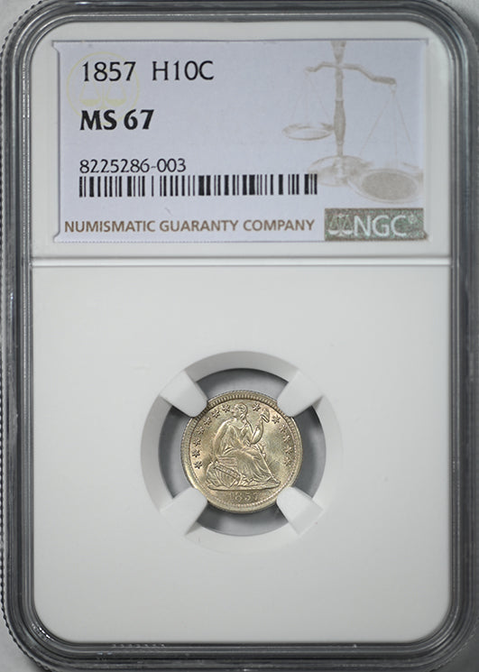 1857 Liberty Seated Half Dime H10C NGC MS67