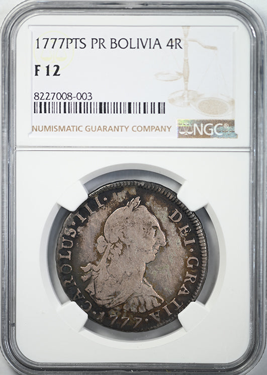 1777 PTS PR Bolivia 4R Reales NGC F12