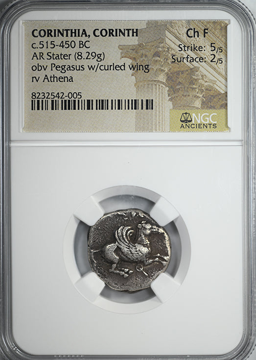c.515-450 BC Corinthia, Corinth AR Stater Pegasus & Athena NGC Ancients Choice F