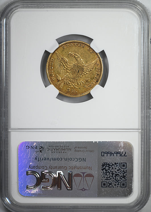 1834 Classic Head Gold Half Eagle $5 NGC VF25 - Plain 4