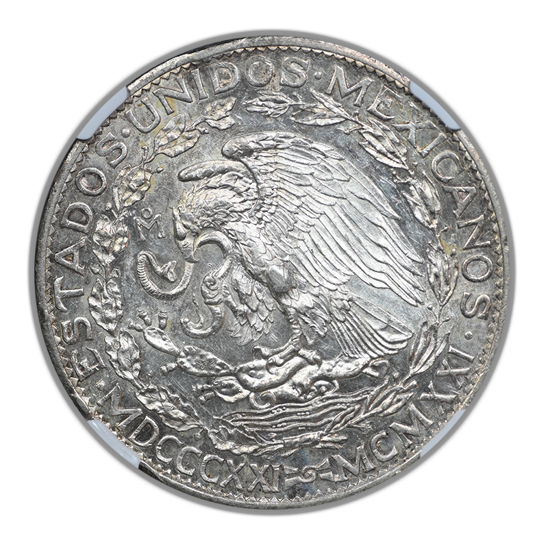 1921 Mo Mexico Silver Dos Pesos S2P NGC AU55 - Independence Centennial