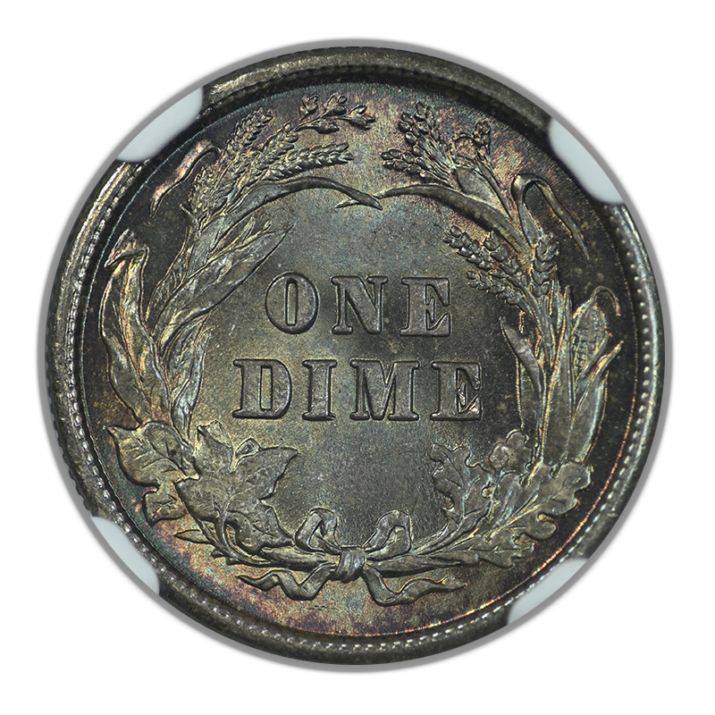 1899 Barber Dime 10C NGC MS66 - TONED!