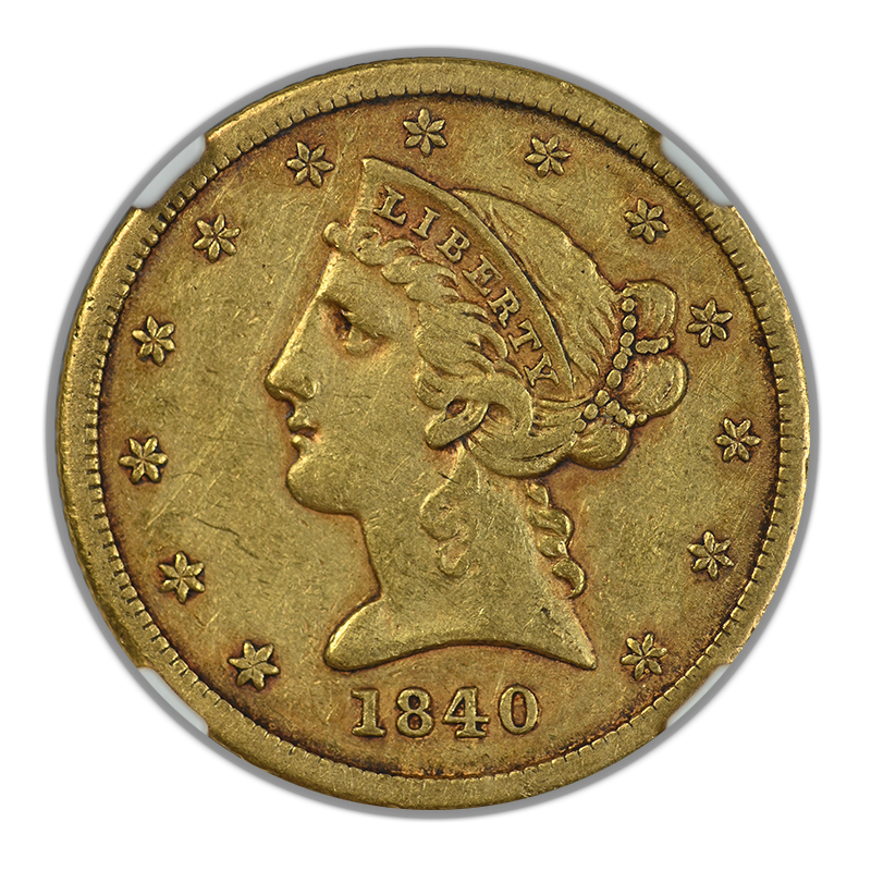 1840 Liberty Head Gold Half Eagle $5 NGC XF45