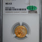 1913 Indian Head Gold Quarter Eagle $2.50 NGC MS63 CAC - NICE COLOR!