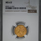 1856 Liberty Head Gold Quarter Eagle $2.50 NGC MS63