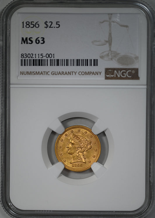 1856 Liberty Head Gold Quarter Eagle $2.50 NGC MS63