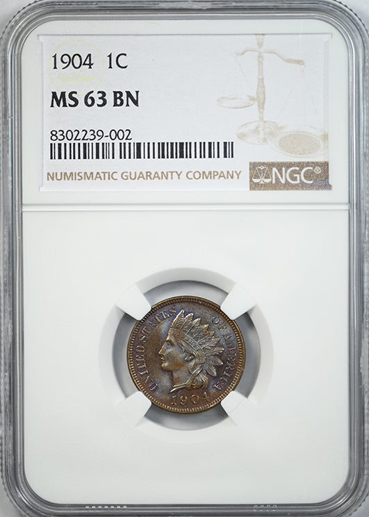 1904 Indian Head Cent 1C NGC MS63BN - TONED!
