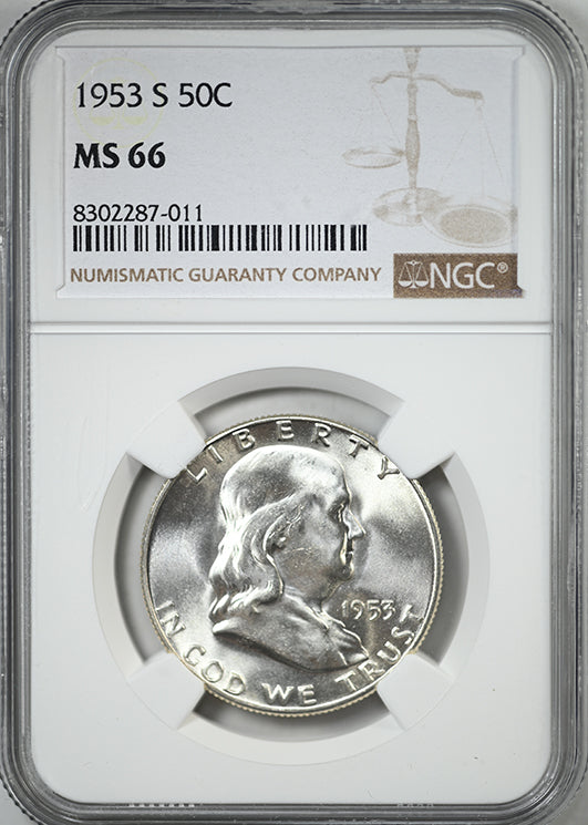 1953-S Franklin Half Dollar 50C NGC MS66