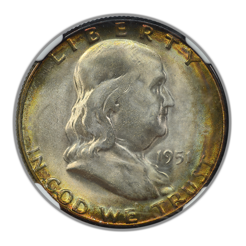 1951-S Franklin Half Dollar 50C NGC MS66 - TONED!