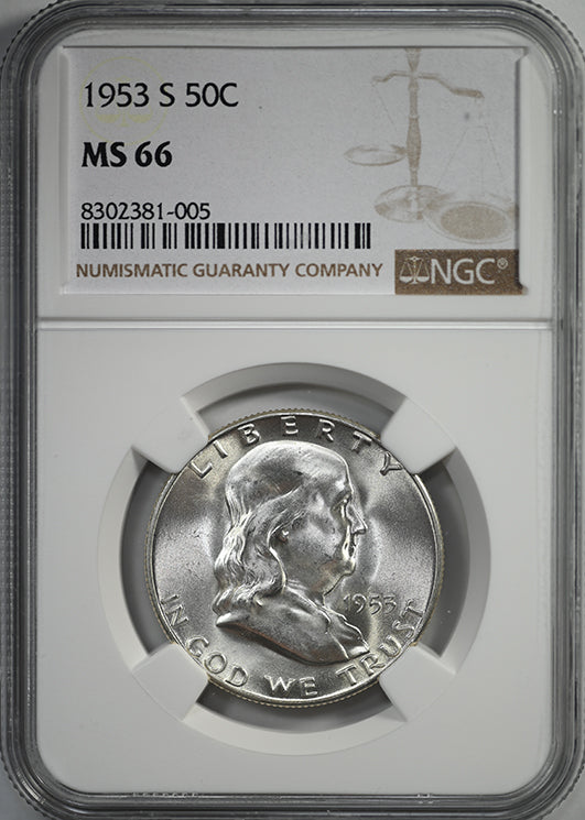 1953-S Franklin Half Dollar 50C NGC MS66