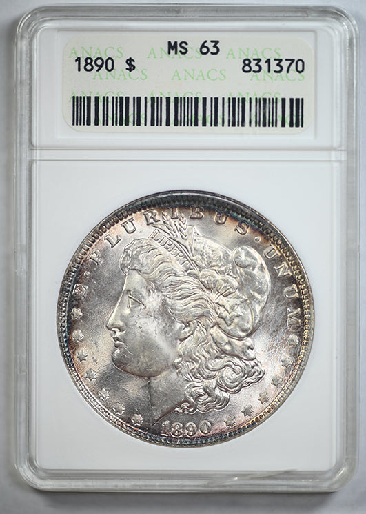 1890 Morgan Dollar $1 ANACS Soapbox MS63