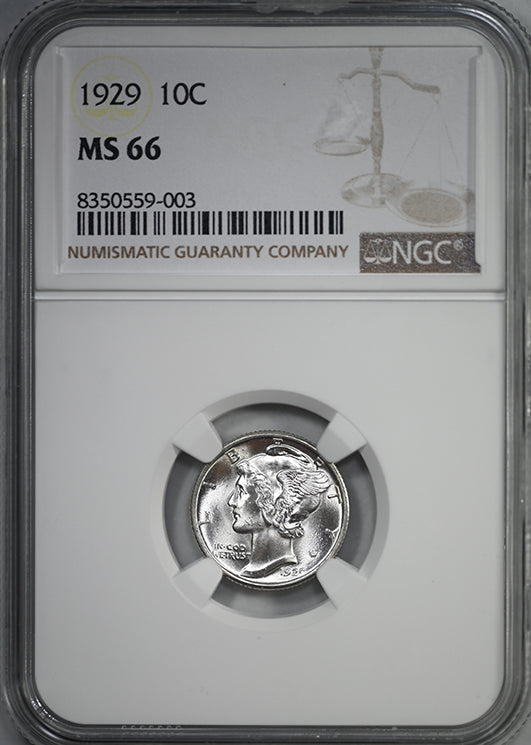1929 Mercury Dime 10C NGC MS66