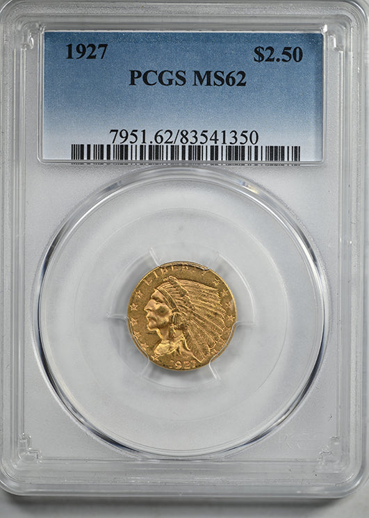 1927 Indian Head Gold Quarter Eagle $2.50 PCGS MS62
