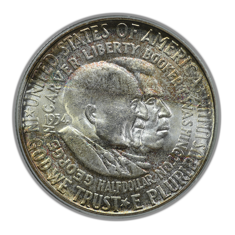 1954-S Washington Carver Classic Commemorative Half Dollar 50C PCGS MS64 CAC OGH - TAB TONED!