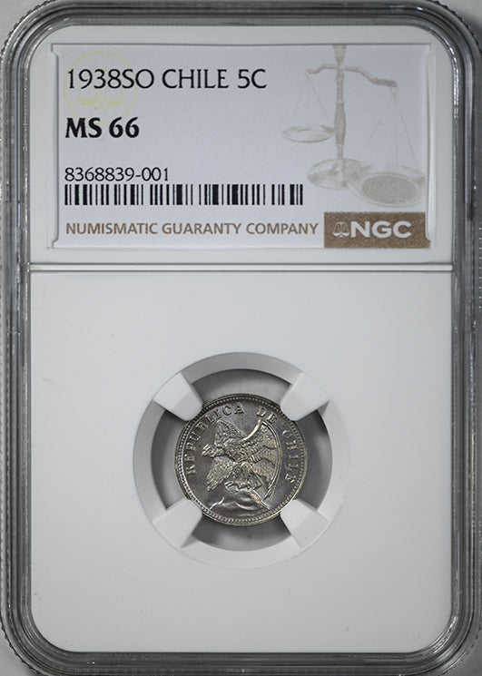 1938 SO Chile 5C Centavos NGC MS66