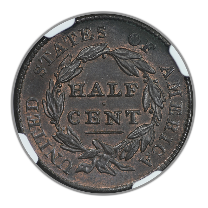 1828 Classic Head Half Cent 1/2C NGC MS63BN