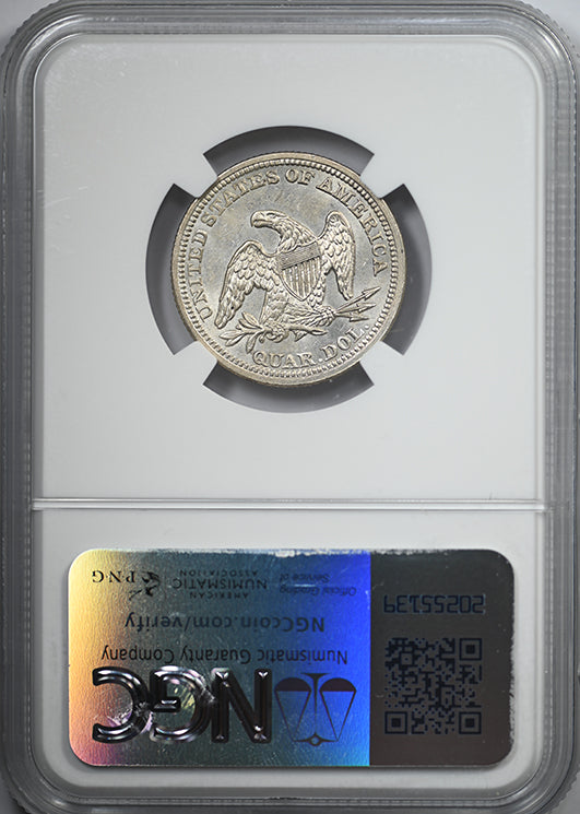 1857 Liberty Seated Quarter 25C NGC MS63