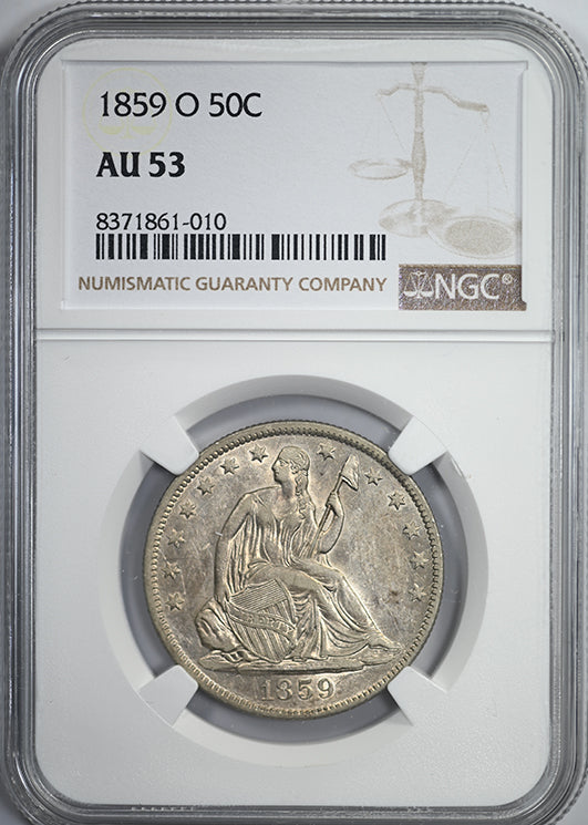 1859-O Liberty Seated Half Dollar 50C NGC AU53