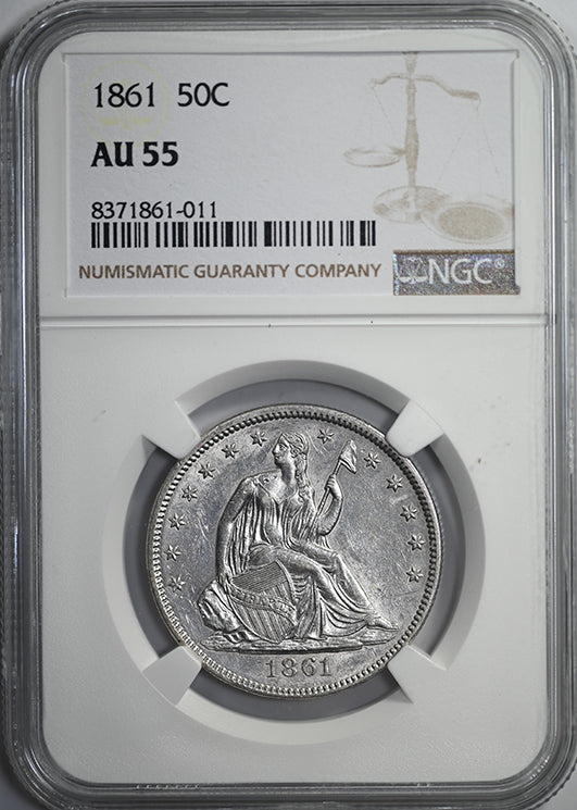 1861 Liberty Seated Half Dollar 50C NGC AU55