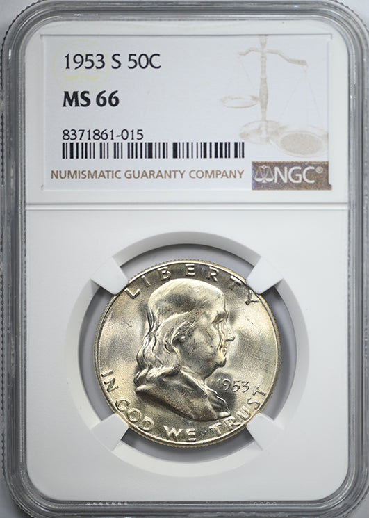 1953-S Franklin Half Dollar 50C NGC MS66