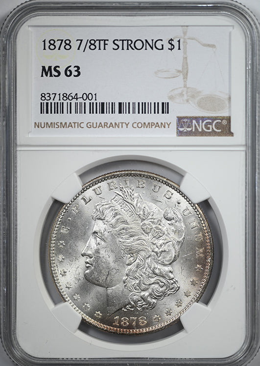 1878 7/8TF Morgan Dollar $1 NGC MS63 - Strong