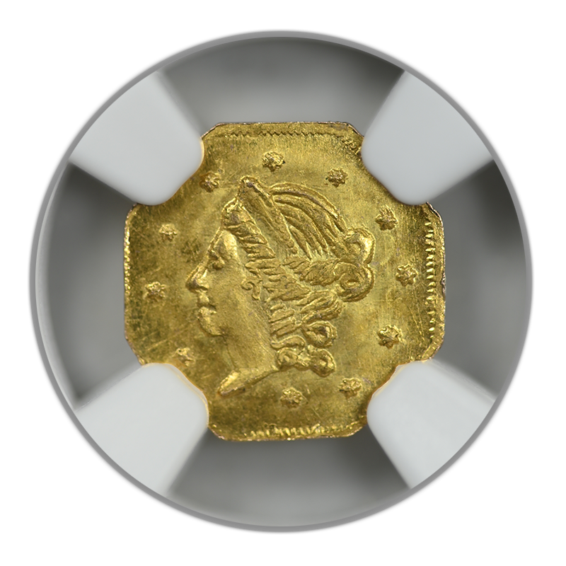 1859 Octagonal California Fractional Gold Liberty Head 1/2 Dollar G50C NGC MS64 BG-902