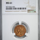 1911 Indian Head Gold Quarter Eagle $2.50 NGC MS61 - TONED!