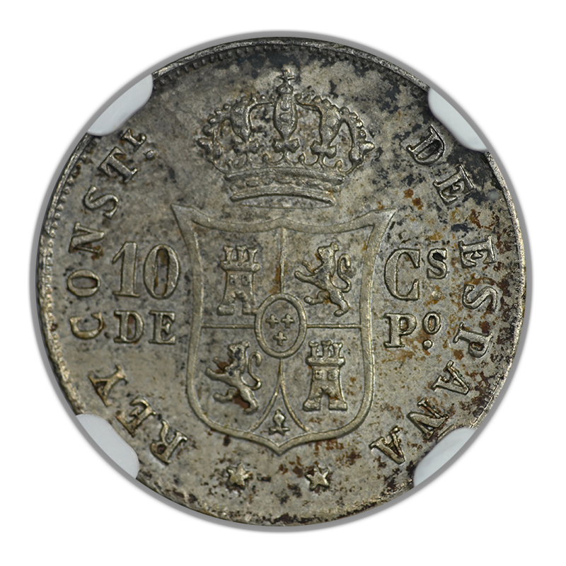 1885 Spanish Philippines 10C Centimos NGC MS61