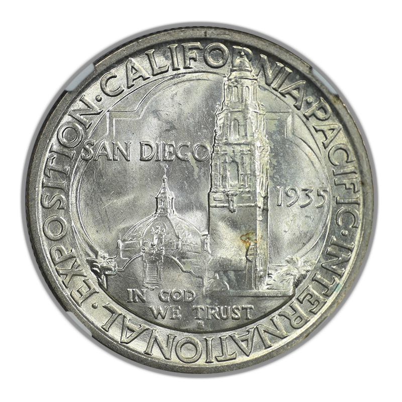 1935-S San Diego Classic Commemorative Half Dollar 50C NGC MS65