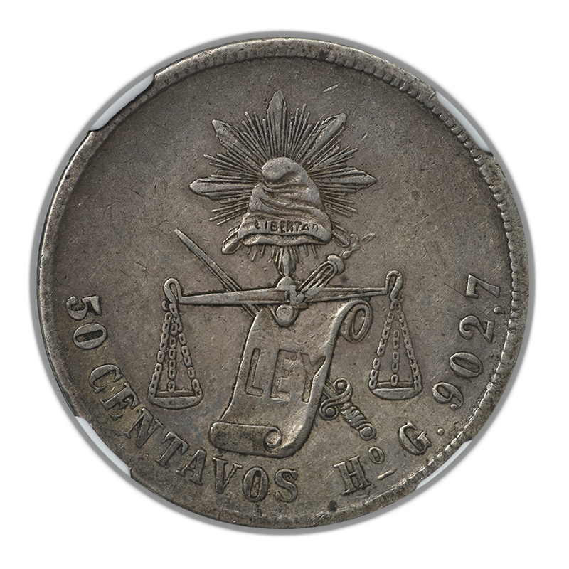 1894 HO G Mexico 50C Centavos NGC XF40