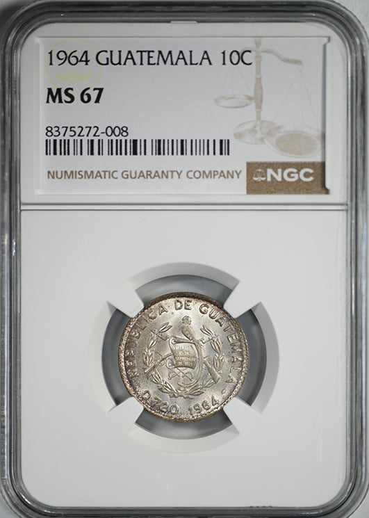 1964 Guatemala 10C Centavos NGC MS67