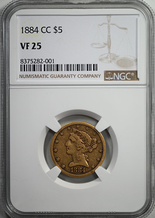 1884-CC Liberty Head Gold Half Eagle $5 NGC VF25