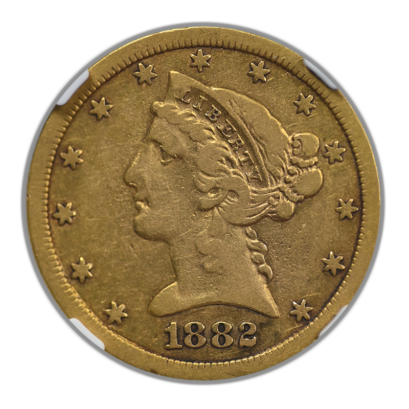 1882-CC Liberty Head Gold Half Eagle $5 NGC VF20