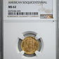 1926 American Sesquicentennial Classic Commemorative Gold Quarter Eagle $2.50 NGC MS62