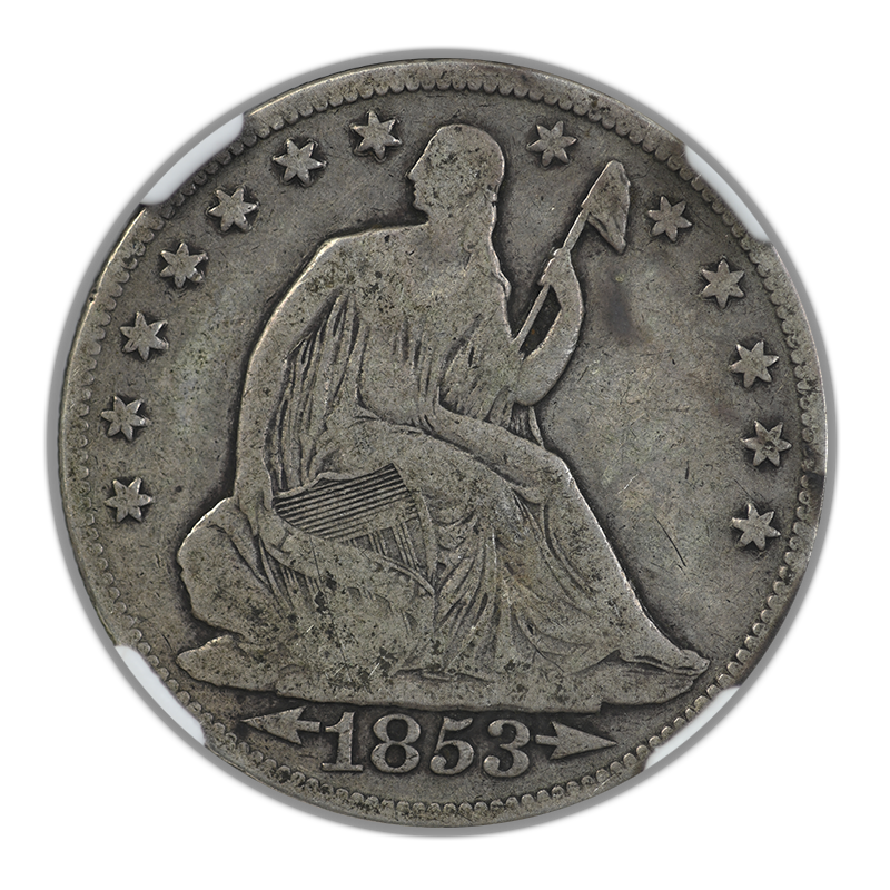 1853-O Liberty Seated Half Dollar 50C NGC F15 - Arrows & Rays