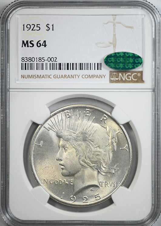 1925 Peace Dollar $1 NGC MS64 CAC