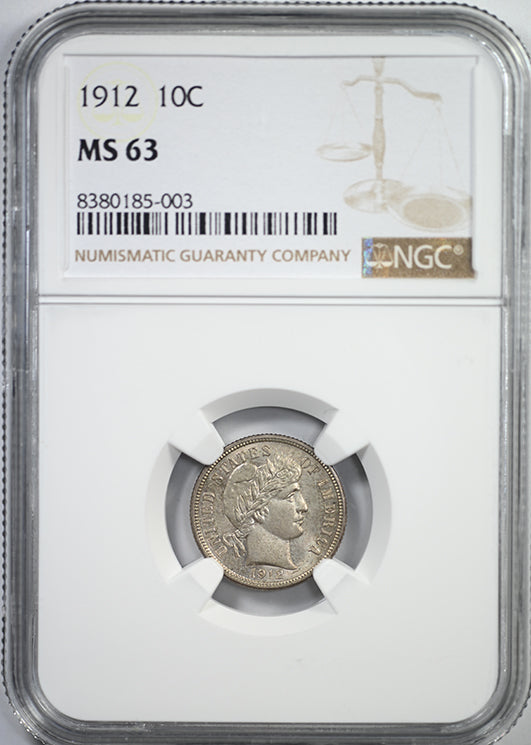 1912 Barber Dime 10C NGC MS63