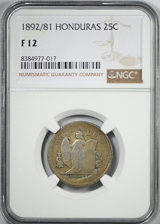 1892/81 Honduras 25C Centavos NGC F12