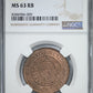 1908 Brazil 40R Reis NGC MS63RB
