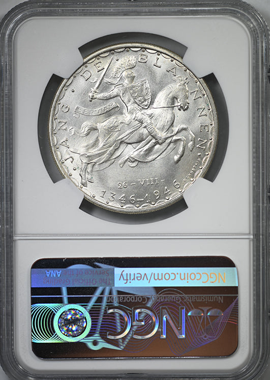 1946 Luxembourg 100F Francs NGC MS64 - John the Blind Original with Signature After Date