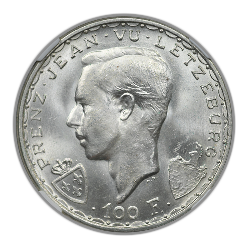 1946 Luxembourg 100F Francs NGC MS64 - John the Blind Original with Signature After Date