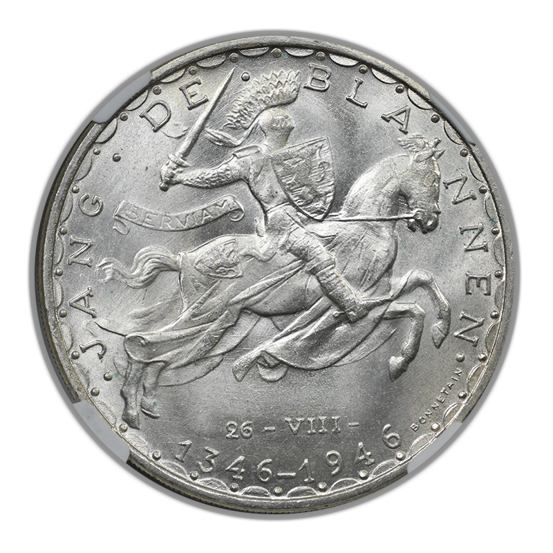 1946 Luxembourg 100F Francs NGC MS64 - John the Blind Original with Signature After Date