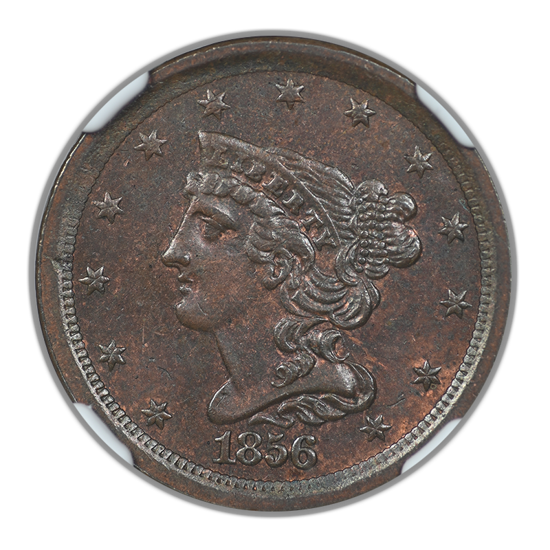 1856 Braided Hair Half Cent 1/2C NGC MS62BN C-1