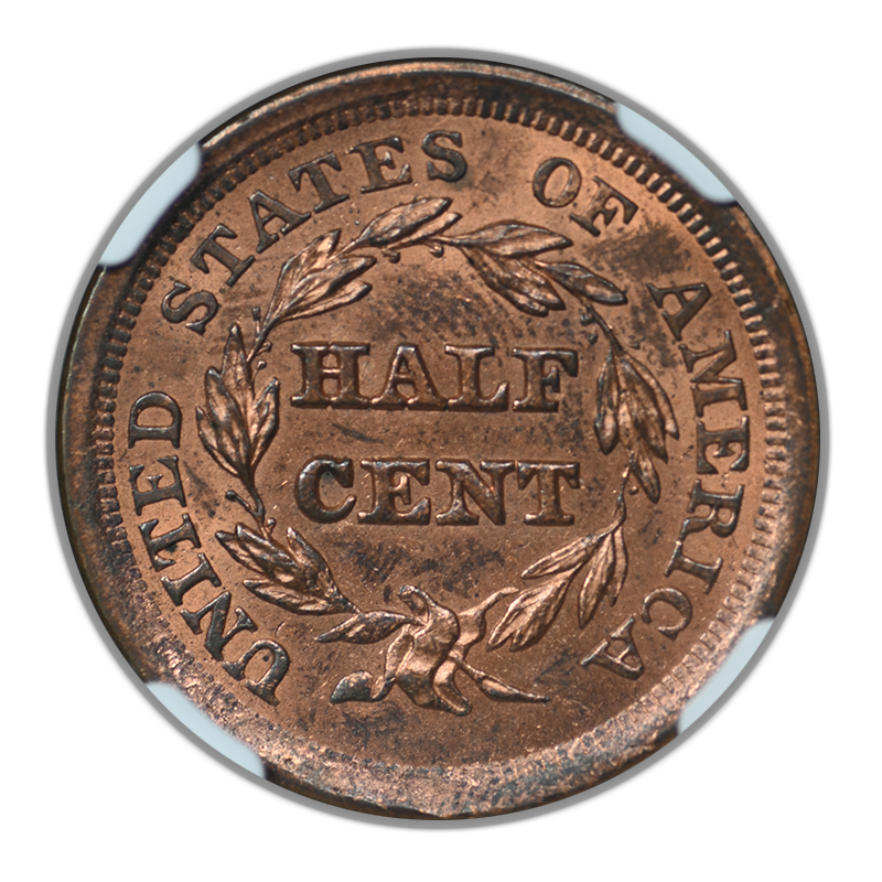 1856 Braided Hair Half Cent 1/2C NGC MS62BN C-1